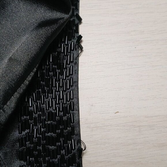 BEDO Black satin beaded backless shift dress - Picture 14 of 16